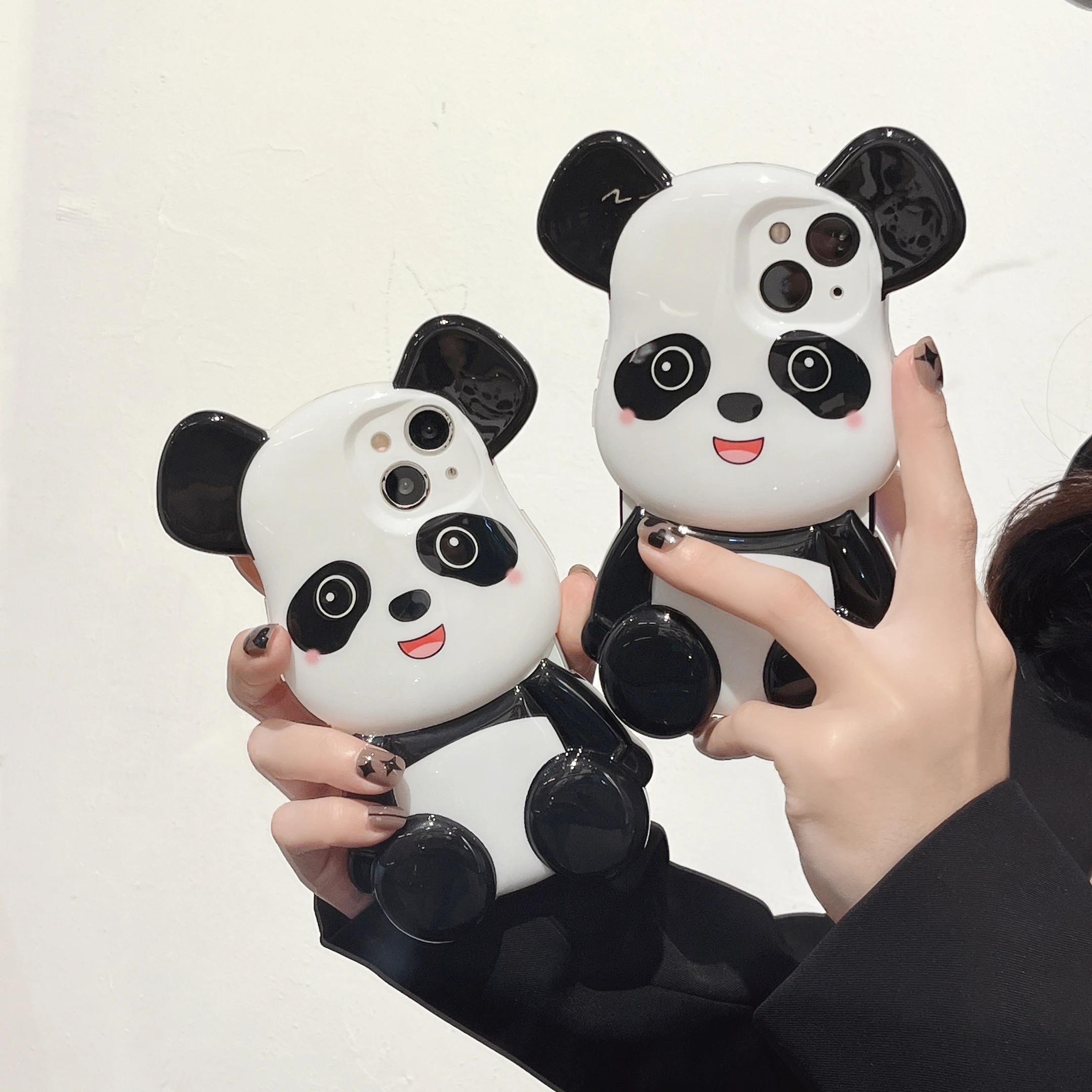 

Cute 3D panda doll IMD mobile phone protection soft case for iPhone13Promax 12 cartoon character cover for girls for 11 xr xs