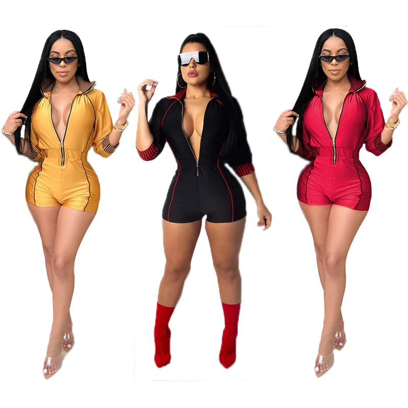 

2021 Workout ActiveWear Rompers Womens Jumpsuit Sexy Black Long Sleeve Fitness Zipper Fitness Jogger One Piece Jumpsuits