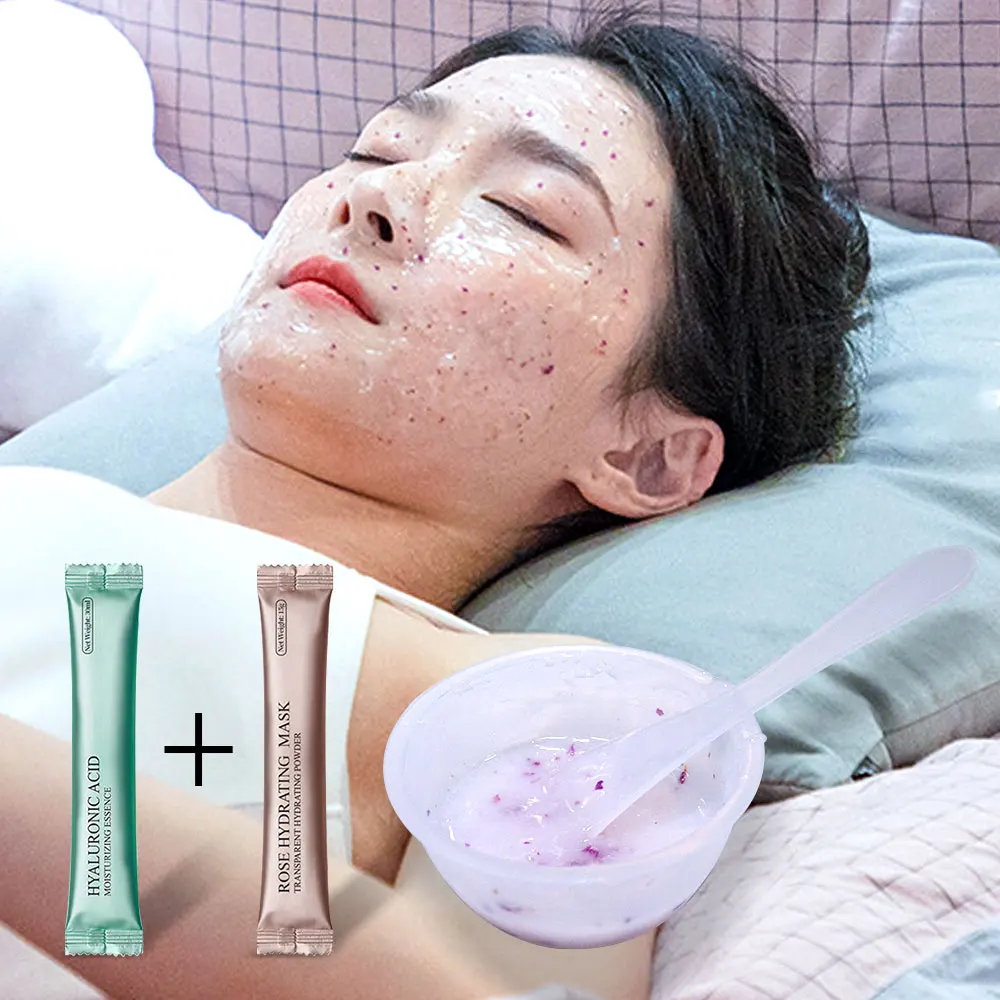 

DIY Spa Rose Petal Hyaluronic Acid Hydro Powder Jelly Mask Collagen Soft Peel Off Rubber Facial Mask, Customized color