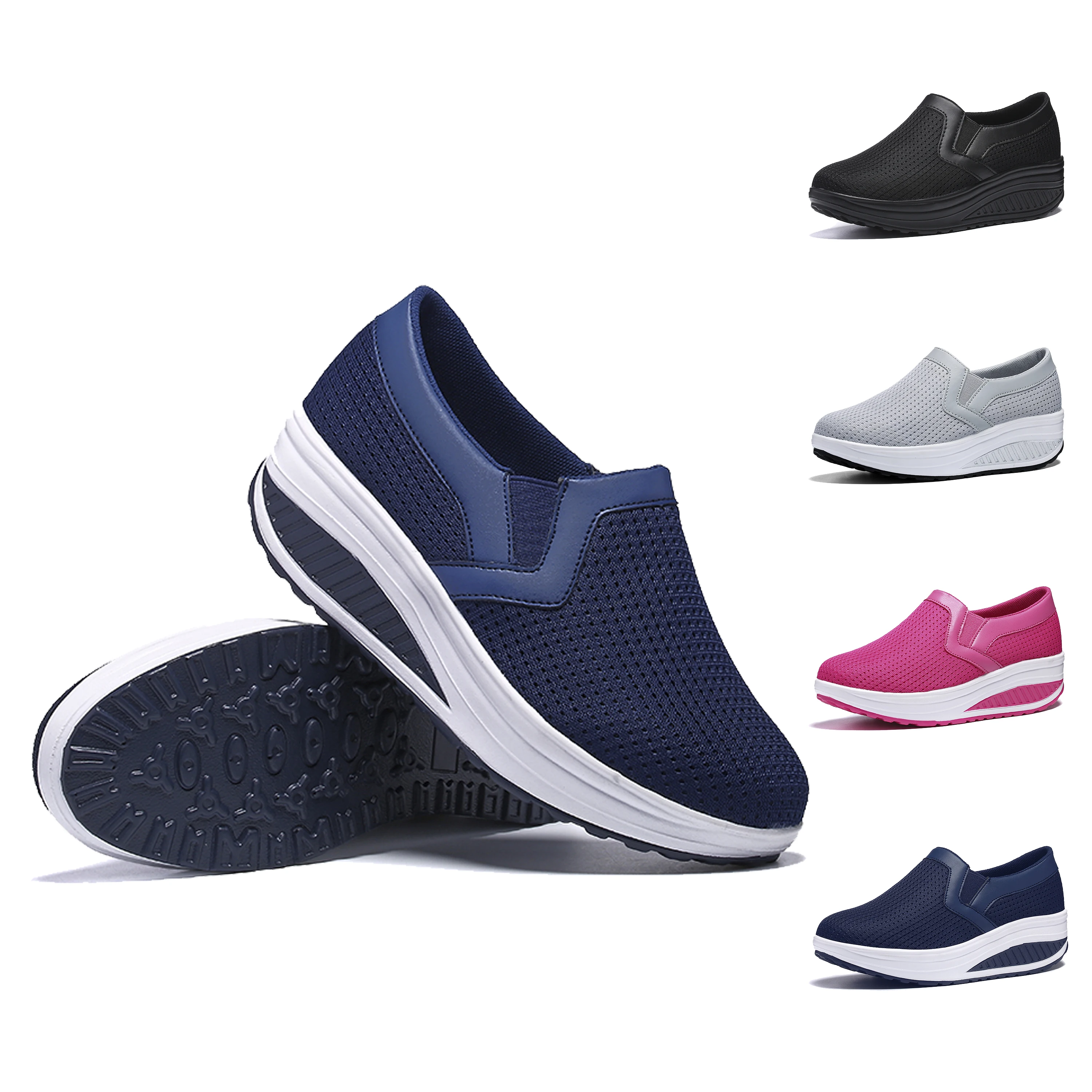 

Women's Slip On Breathable Walking Shoes Comfort Fitness Wedge Platform Sneakers (Size:Eur 35-42)