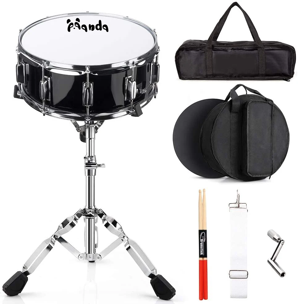 

Percussion Musical instrument 14 inch snare drum with stand for wholesale only, White