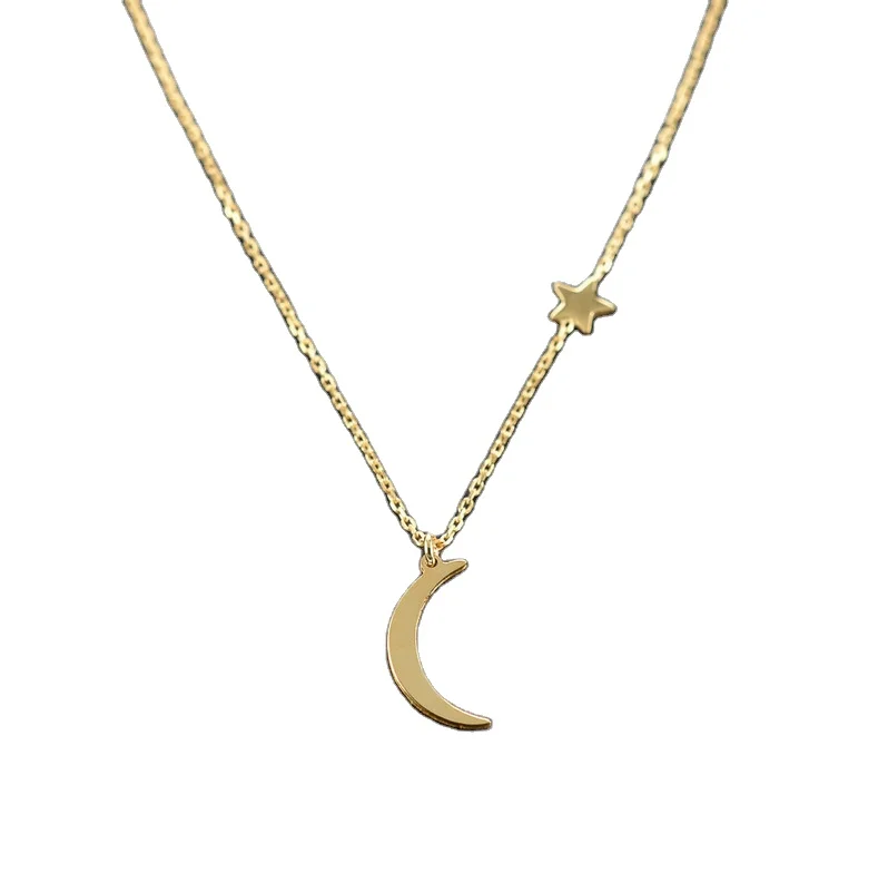 

PUSHI cheap fashion jewelry necklaces Bohemia vintage horoscope star crescent moon layer necklaces for women