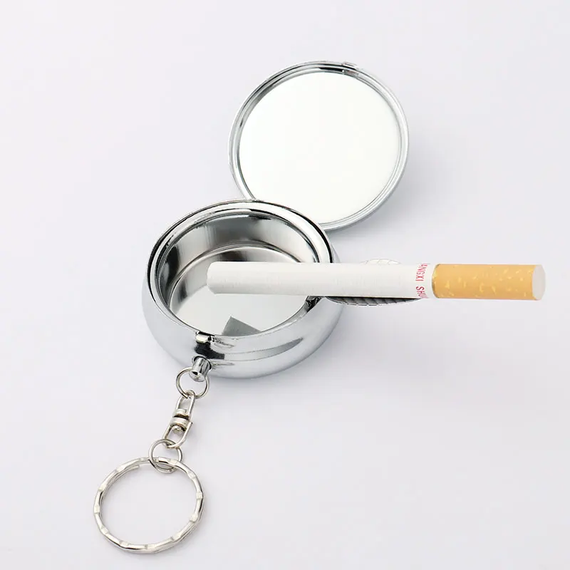 

Novelty Sublimation Custom Printing Portable Metal Ashtray Keychain with Cigarette Holder