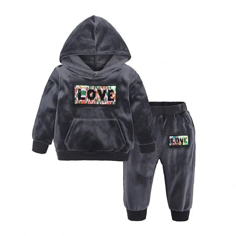 

Two Piece Sets Wotiny 2021 Velvet Pouch Bag Original Hoodies For Kids Coats Jackets Fall Clothing Two Piece Pant Set