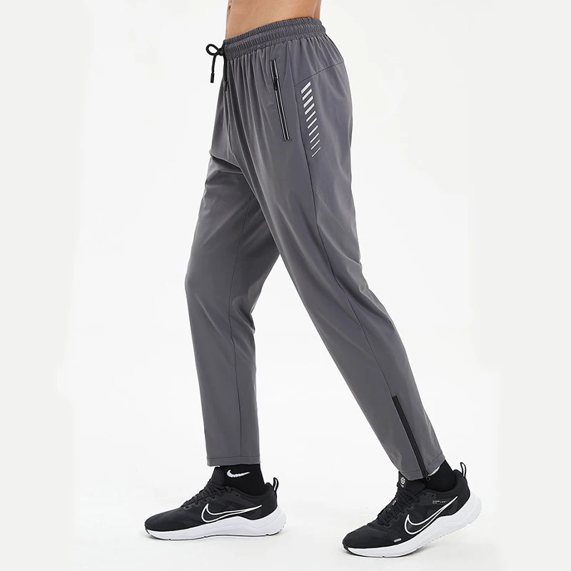Low MOQ Blank Custom Breathable Quick Dry With Zipper Side Pocket Drawstring Sports Gym Jogger Pants for Men Workout Activewear