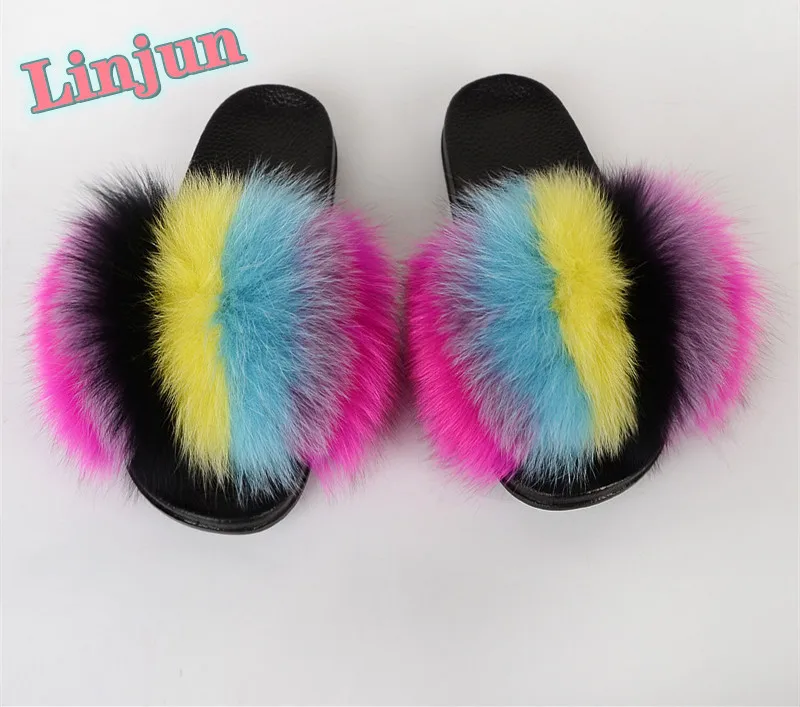 

Factory direct wholesale all kinds of children's fur slippers beach leather slippers logo summer fur slippers women, Customized color