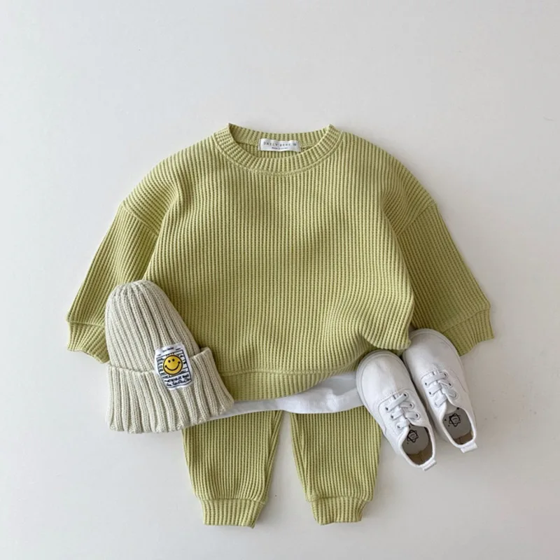 

2022 Baby Cotton Kint Clothing Sets Kids Boys Girls Spring Autumn Loose Tracksuit Pullovers Tops+Pants 2PCS Sets Clothes