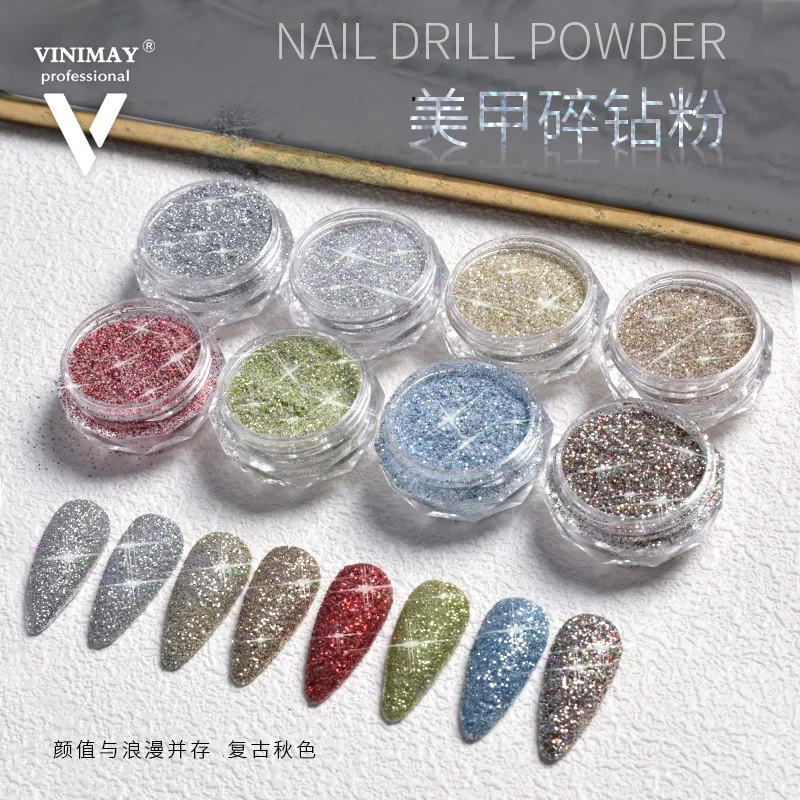 

2020 New Arrival Nail Drill Powder Broken Diamond Glitter Nail Jewelry Sequin Colorful Diamond Powder