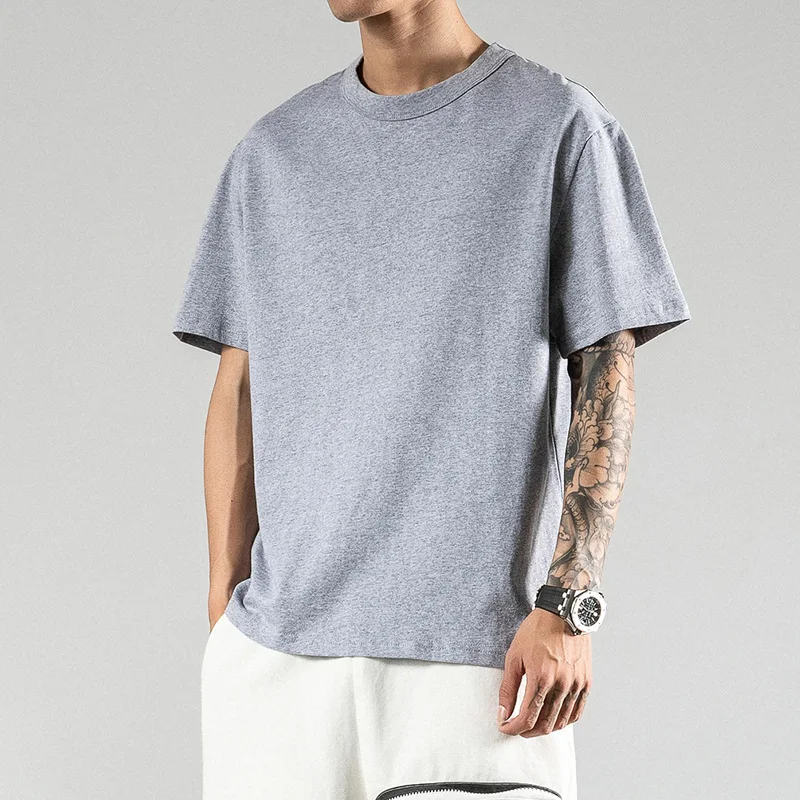 

Men Blank Plain Acid Wash Distressed Knit Tee Oversized T Shirt