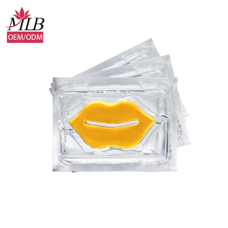 

Skin care hydro collagen gold gel lip treatment supplier plump peach moisturizing 24k gold pads lip mask private label