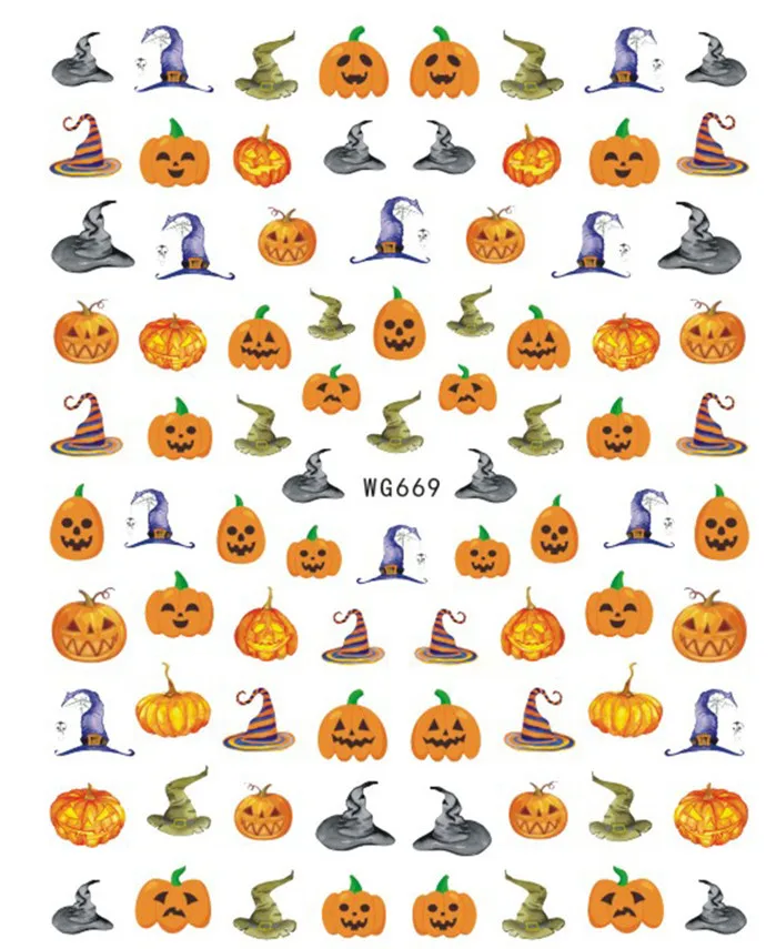 

Halloween Nail Sticker Peel and Halloween Self-Adhesive Nail Decals Pumpkin Monster Nail Art for Kids Halloween Party Supplies, As picture