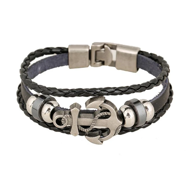 

Braid Rope Nautical Style Men's Viking Bracelet Jewelry With Anchor Charm
