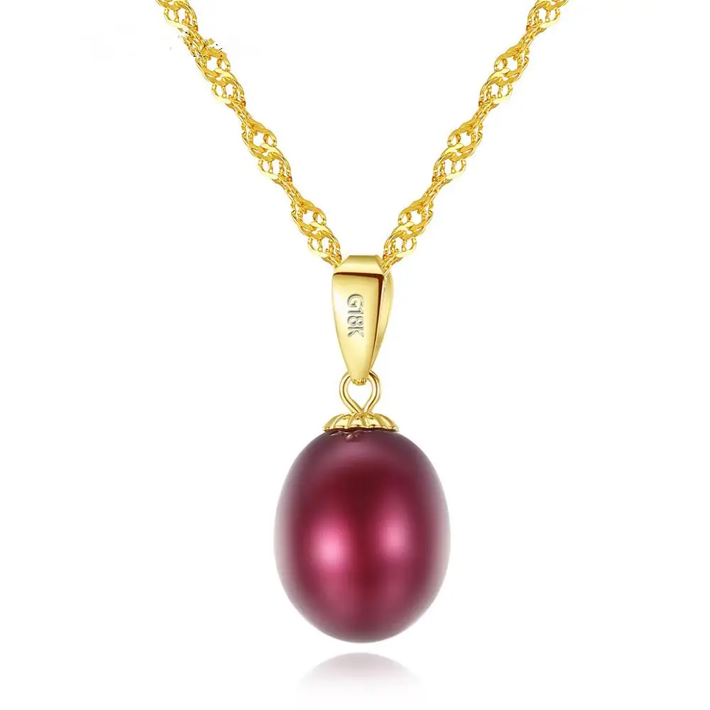 

Wholesale Jewelry pendant necklace Lady 18k Gold Simple Freshwater Pearl Necklace