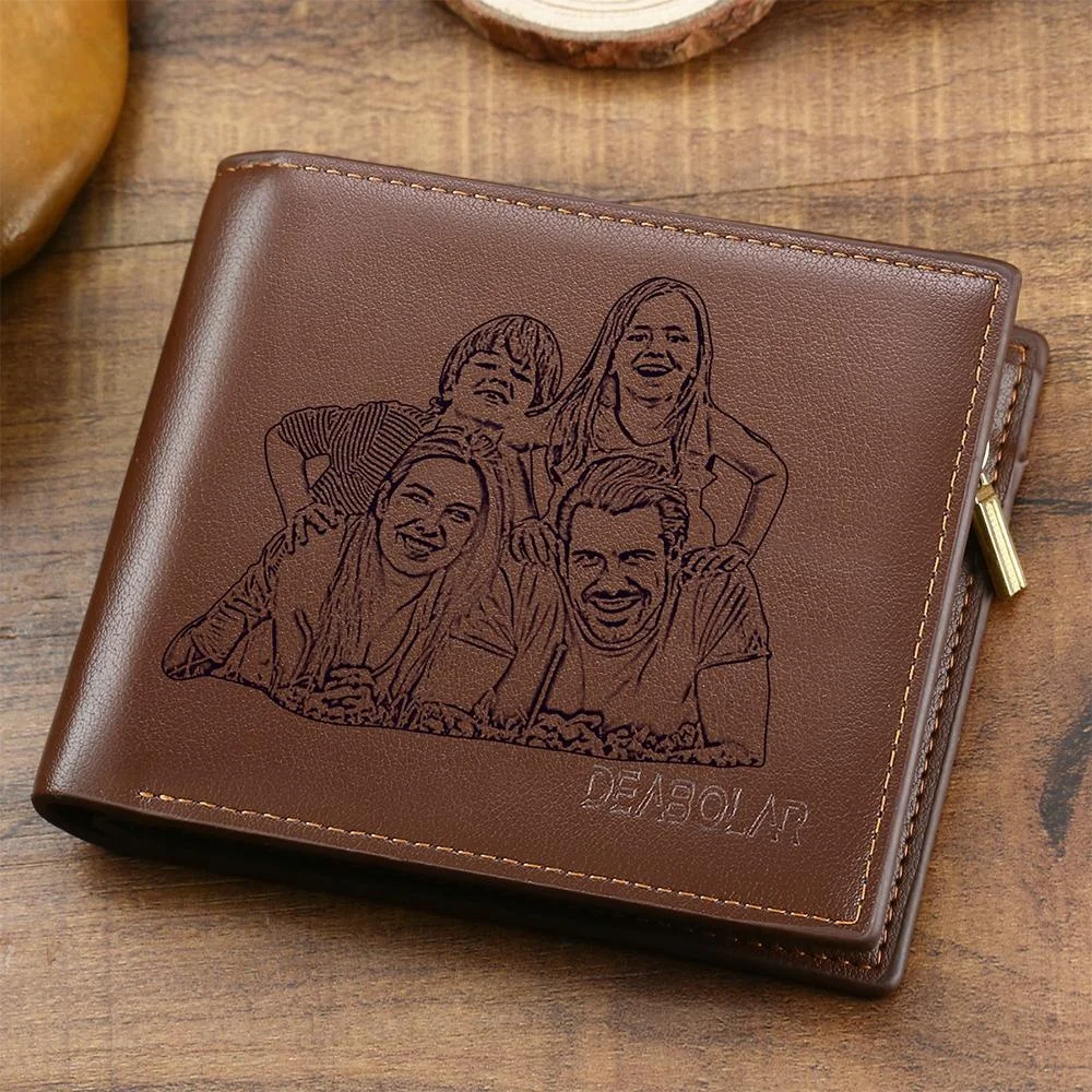 

Customize Photo Engraved Wallets Custom Logo Leather Men Wallet For Father's Day