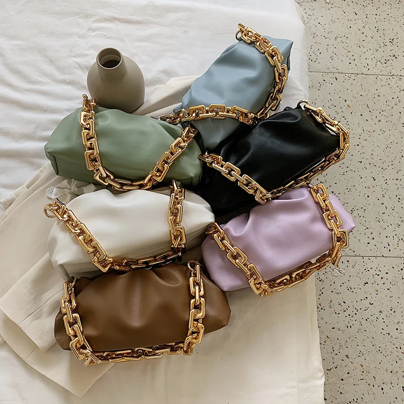 

2021 Fashion New High-quality Soft Leather Women's Designer Handbag Travel Shoulder Bags Armpit Bag Solid Color Pleated Tote Bag