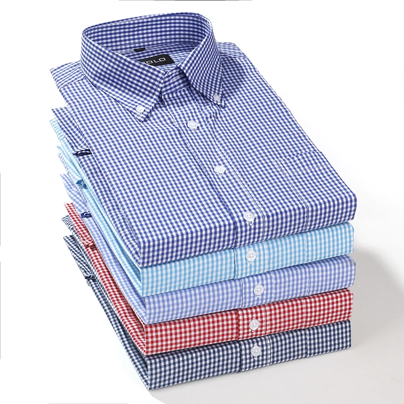 

2021 New Men's grid Long Sleeve Shirt Breathable Cotton Spring Business Casual Large Size Shirts chemise