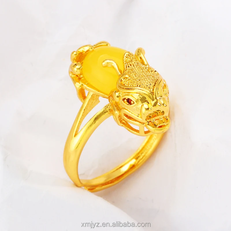 

Aliexpress Ring Female Brass Gold-Plated Opening Bright Face Medium Wide Niche Ring Ins Wind Ring