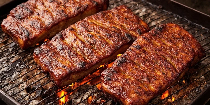 Finished ribs served on a platter