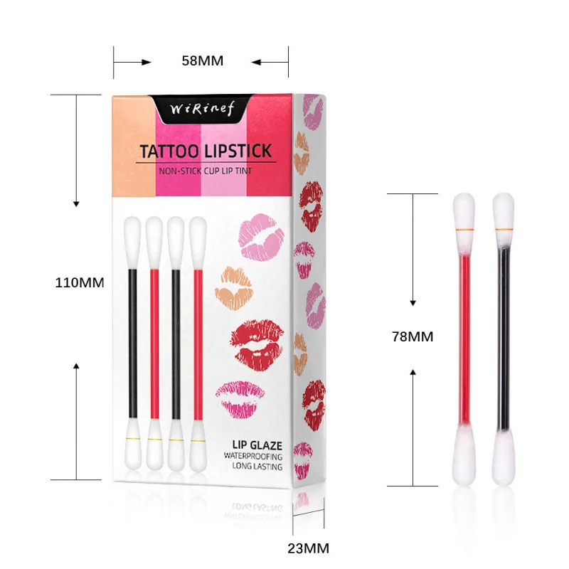 

Tattoo Lipstick Cigarette Cotton Swab 20 Pcs/Box have Red Nude Rose Pink Tattoo liquid lipstick