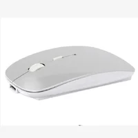 

Silent Bluetooth 4.0 Computer Mouse Built in Battery USB Optical Mice Ergonomic for PC[Silver white]