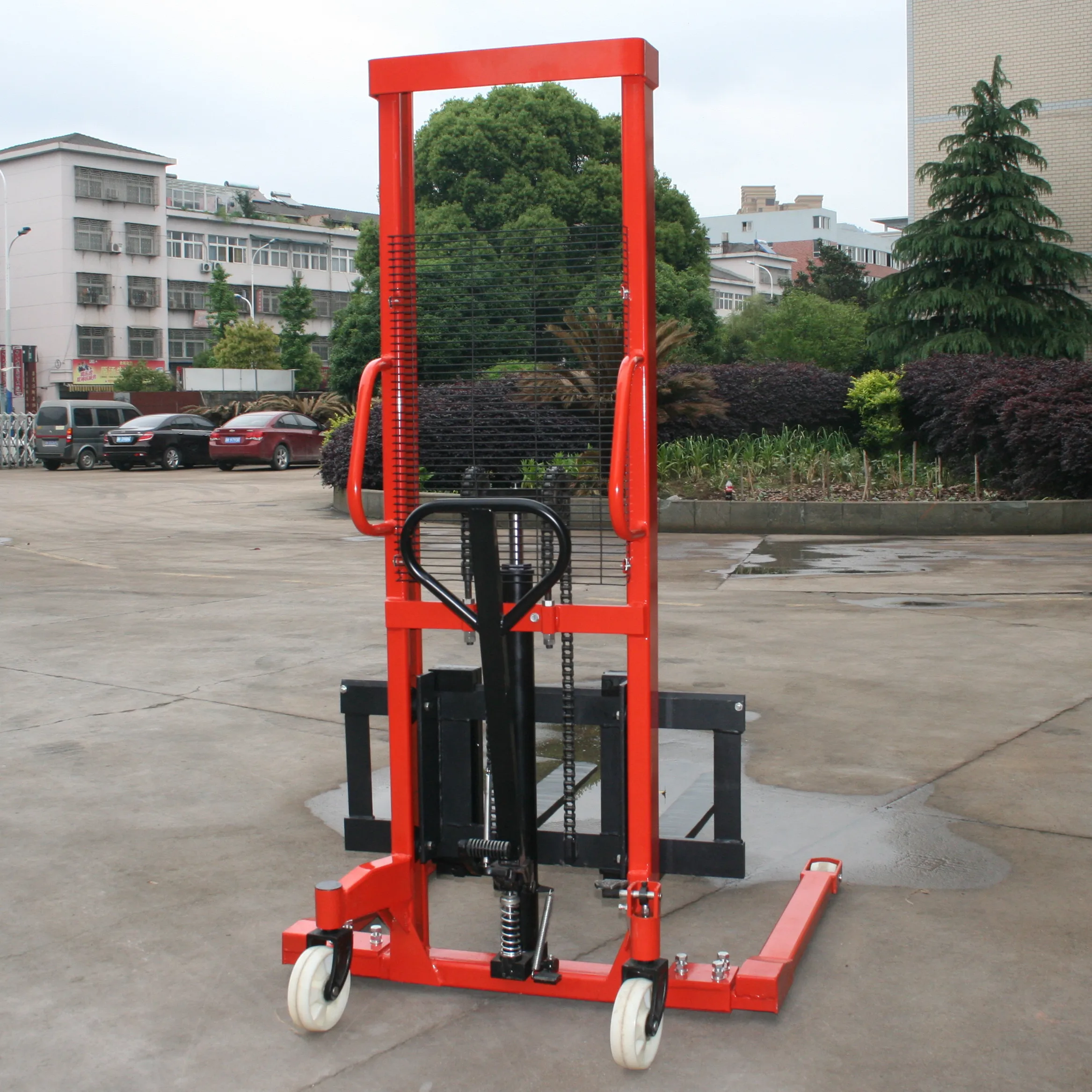 
1 ton straddle manual hand mini stacker forklift ce/1500kg hydraulic manual lifting pallet stacker price 3m trolley for sale 
