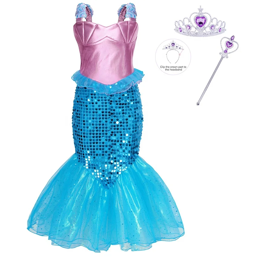 

Girls Dress The Little Mermaid Ariel Cosplay Costume For Girl Carnival Halloween Birthday Party
