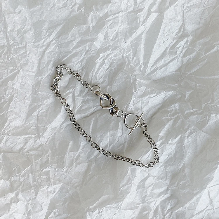 

Factory Direct 925 Sterling Silver Bracelet Simple String Love Buckle Jewelry, Silver color