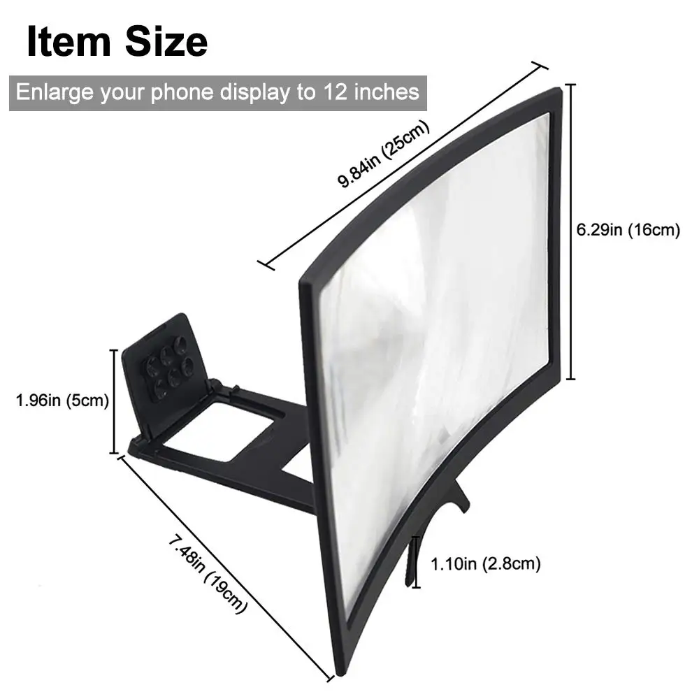 
12 inch hd TV video mobile curved phone screen magnifier foldable screen enlarged for 3d movie cell phone screen magnifier 