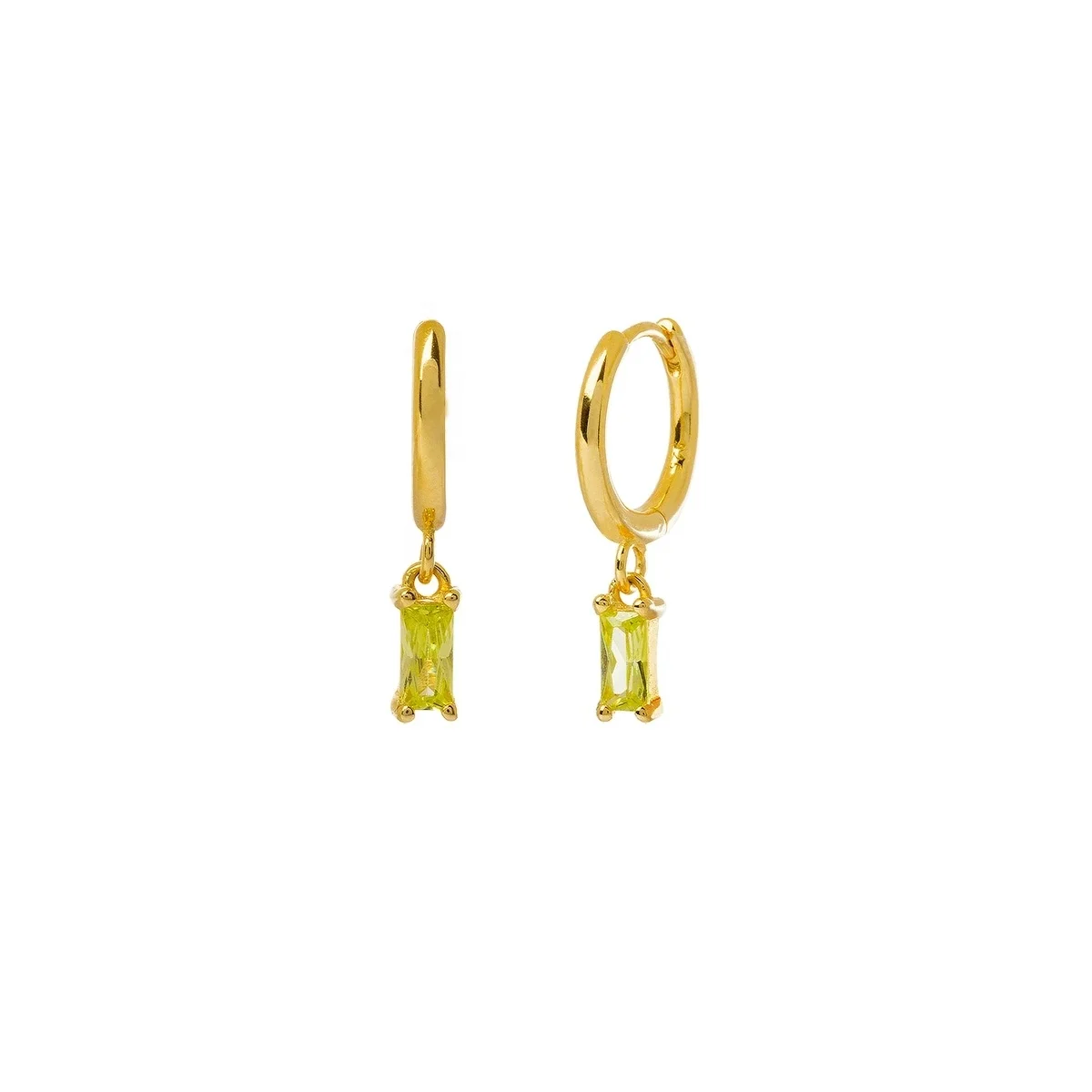 

Bohemian Lady Jewellery 925 Sterling Silver Multi Colored Baguette Zirconia Dangle Hoop Earring