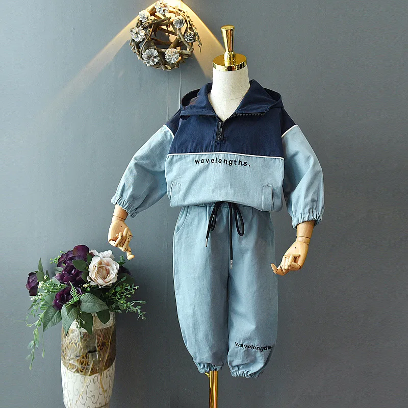 

2021 new spring and autumn foreign style letters embroidered fashion two-piece set of stylish children's sports casual clothes, Picture