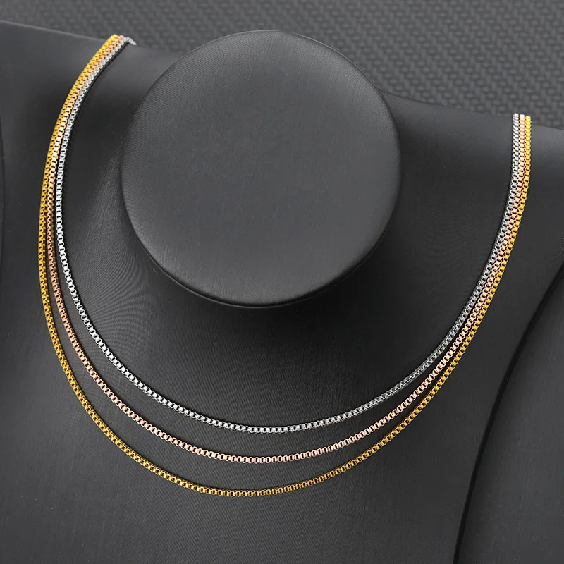 

18K Gold Plated Stainless steel box chain necklace non tarnish jewelry chain