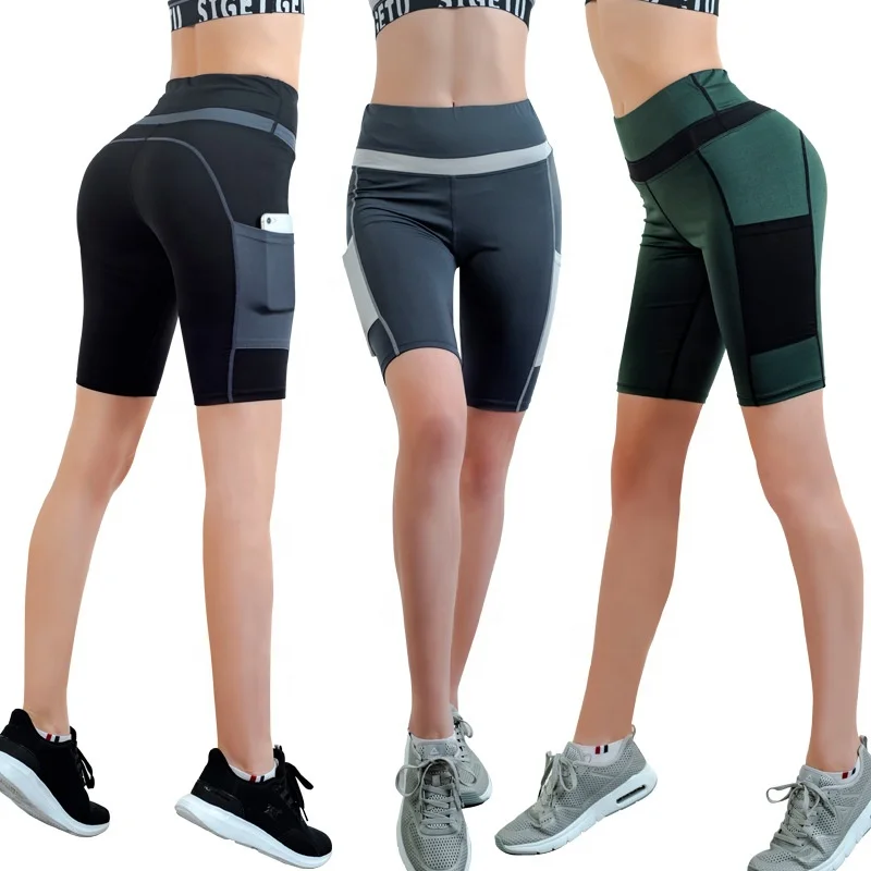 

Wholesale custom Quick dry women fitness yoga shorts with pocket gym wear high waisted butt lifting yoga sweat pants