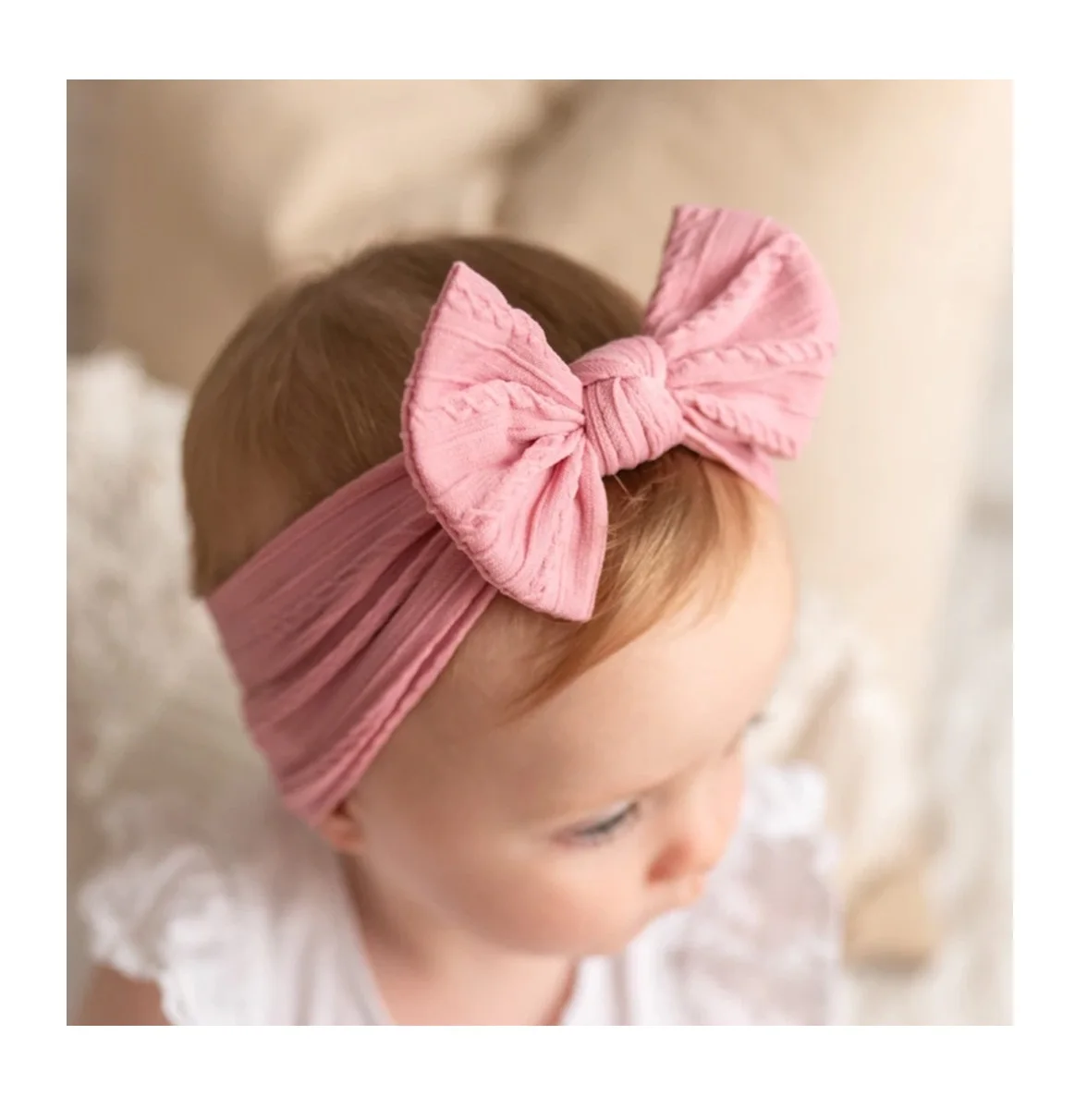 

European American soft jacquard nylon headwear Hair Accessories Toddler Bow Baby boutique Big Bowknot headbands kids hairband