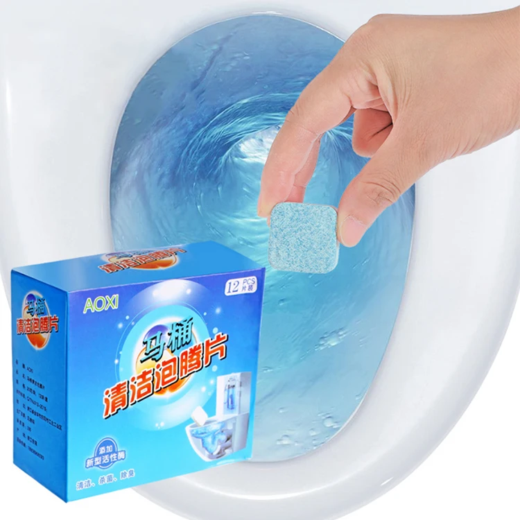 

A2270 Home 12pcs/box Toilet Clean Effervescent Tablets Descaling Remove Odor Stain Cleaning Deodorizer Slice, As pic