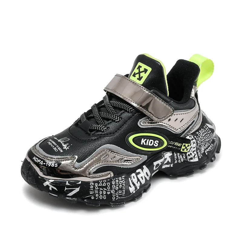 

Hot sale best quality kids cartoon shoes kids shoes girls flower, Black/green