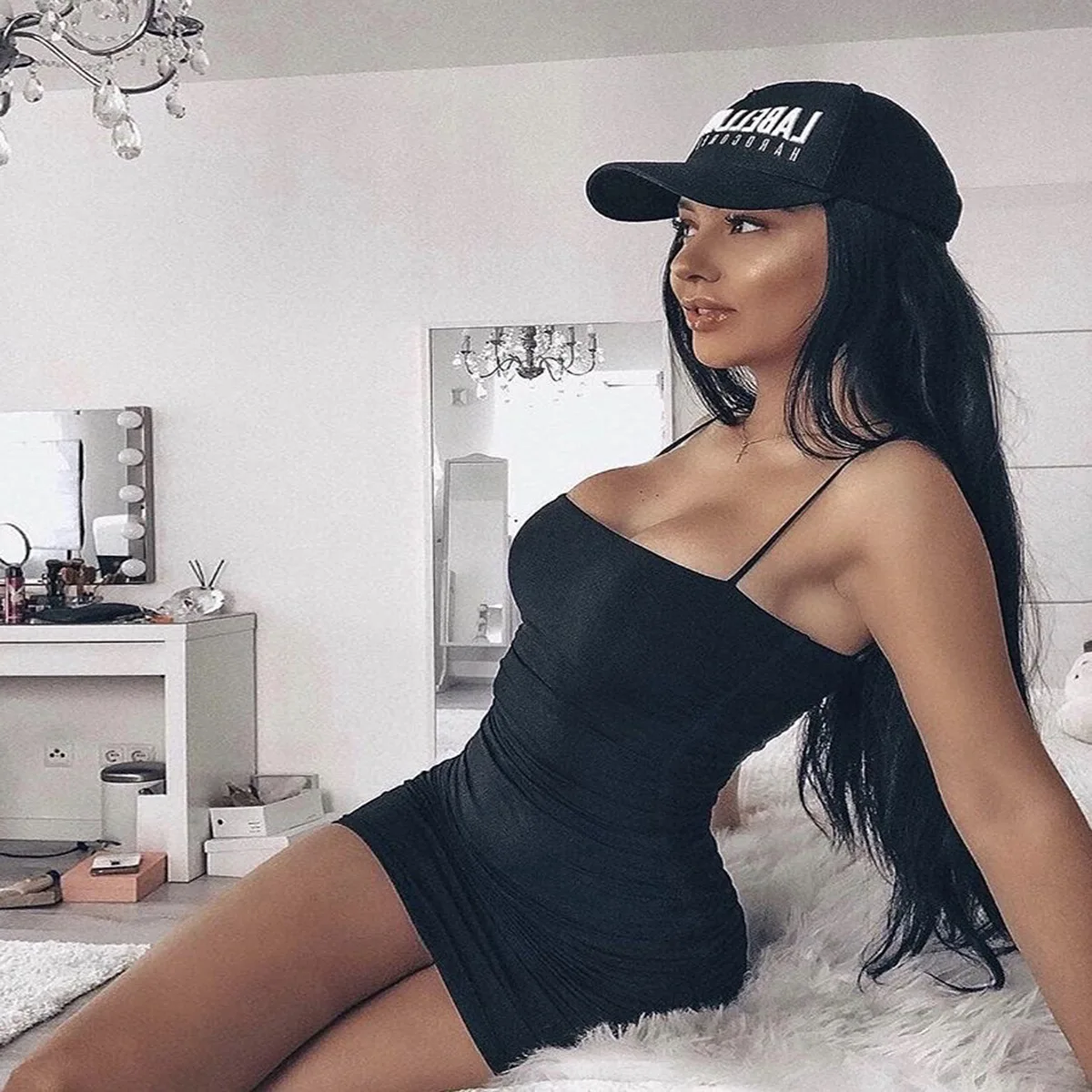 

W-C659A SEXY Trendy 7 Solid Color Sleeveless Low-Cut Women Bodycon Dress, White/khaki/light blue/red/pink/orange