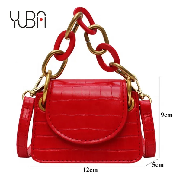 

Designer Acrylic Chain Handbags Luxury Pu Leather Female crossbody bag single shoulder bag mini messenger, Customized color