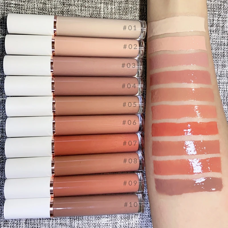 

Make your own logo no MOQ lip gloss custom label high pigment nude lip gloss
