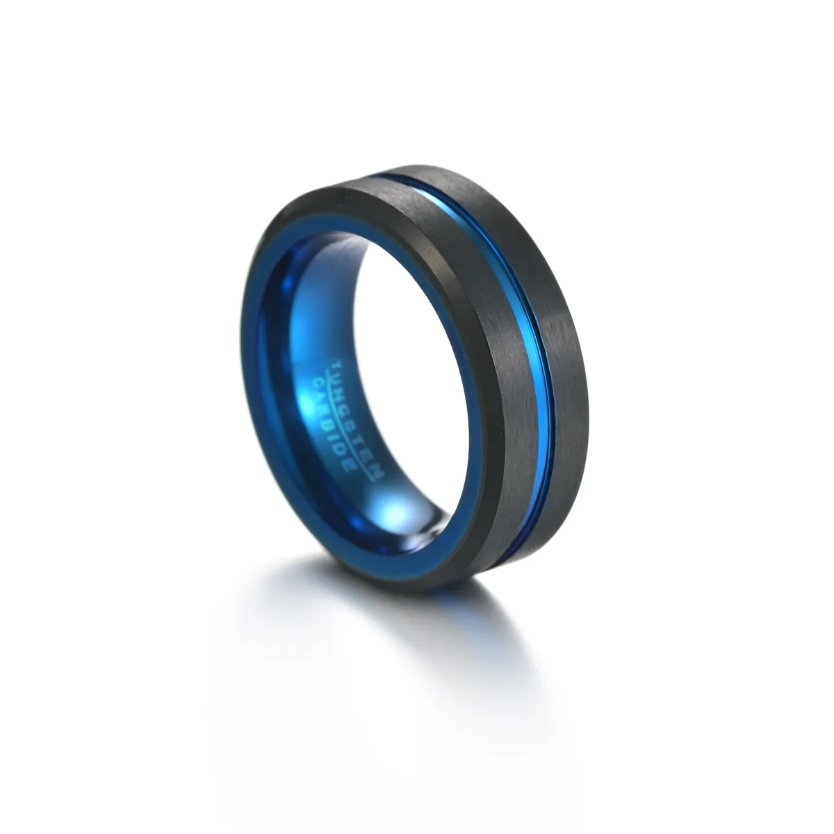 

European and American Men's Tungsten Steel Ring with Black Sand Face Fashionable Charm Ring for Finger Wear