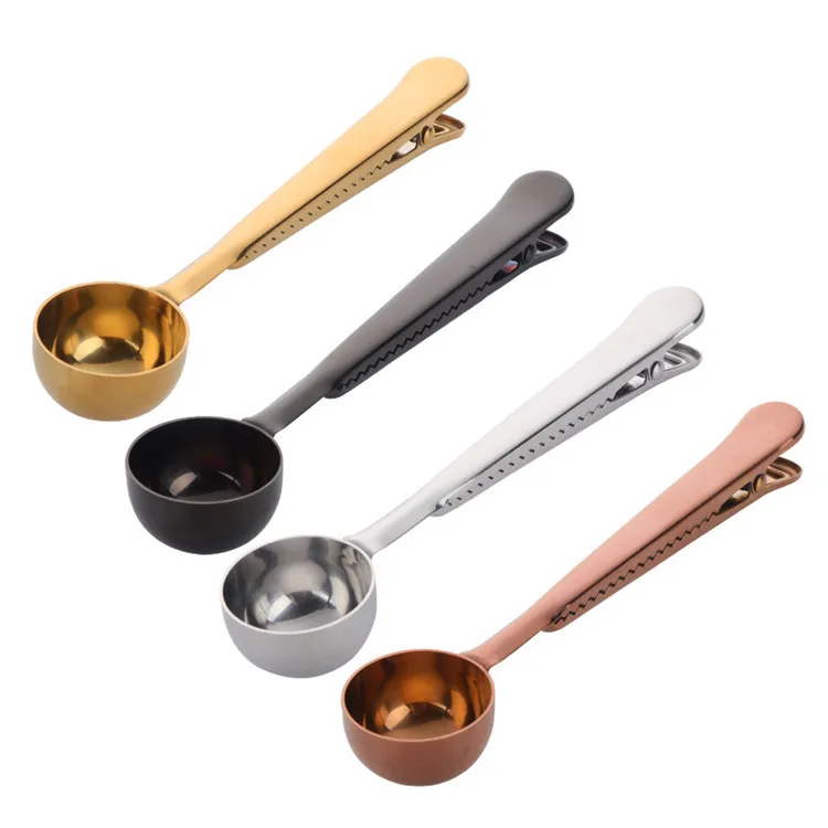 

2 in 1 Long Handle Tablespoon Stainless Steel Coffee Spoon with Bag Clip