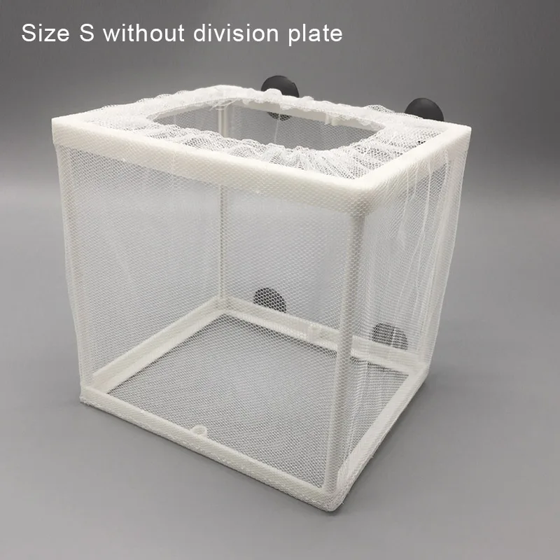 Aquarium Fish Tank Fish Breeding Hatchery Net Hanging Mesh Box Separate Container M Isolation Suction Cups Net Breeder for Fry Protect 