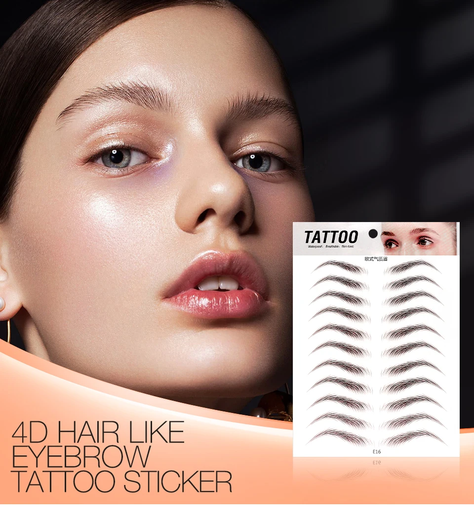 

Magic False Eyebrows 4D Hair-like Eyebrow Tattoo Sticker Waterproof Lasting Makeup Water-based Eye Brow Stickers, Black