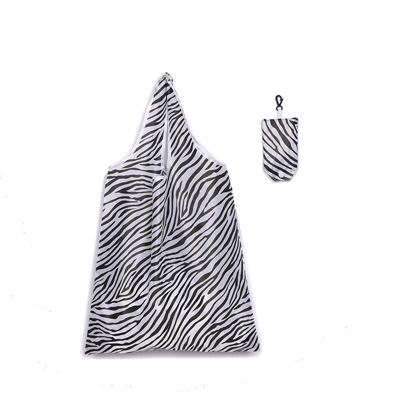 

factory offer leopard zebra printing recycled nylon collapsable outdoor shopping bag custom grocery shopping bag