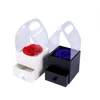 Portable cardboard packaging paper box immortal flower package gift box with transparent PVC window with jewelry storage drawer