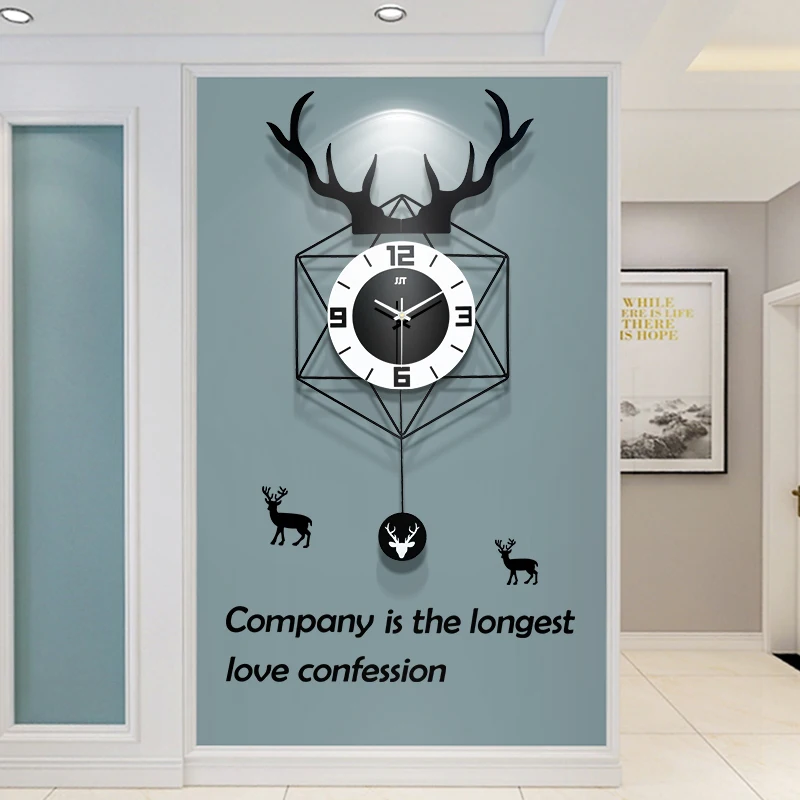 

Popular Deer Design Creative Nordic Decorative Wall Clock For Living Room
