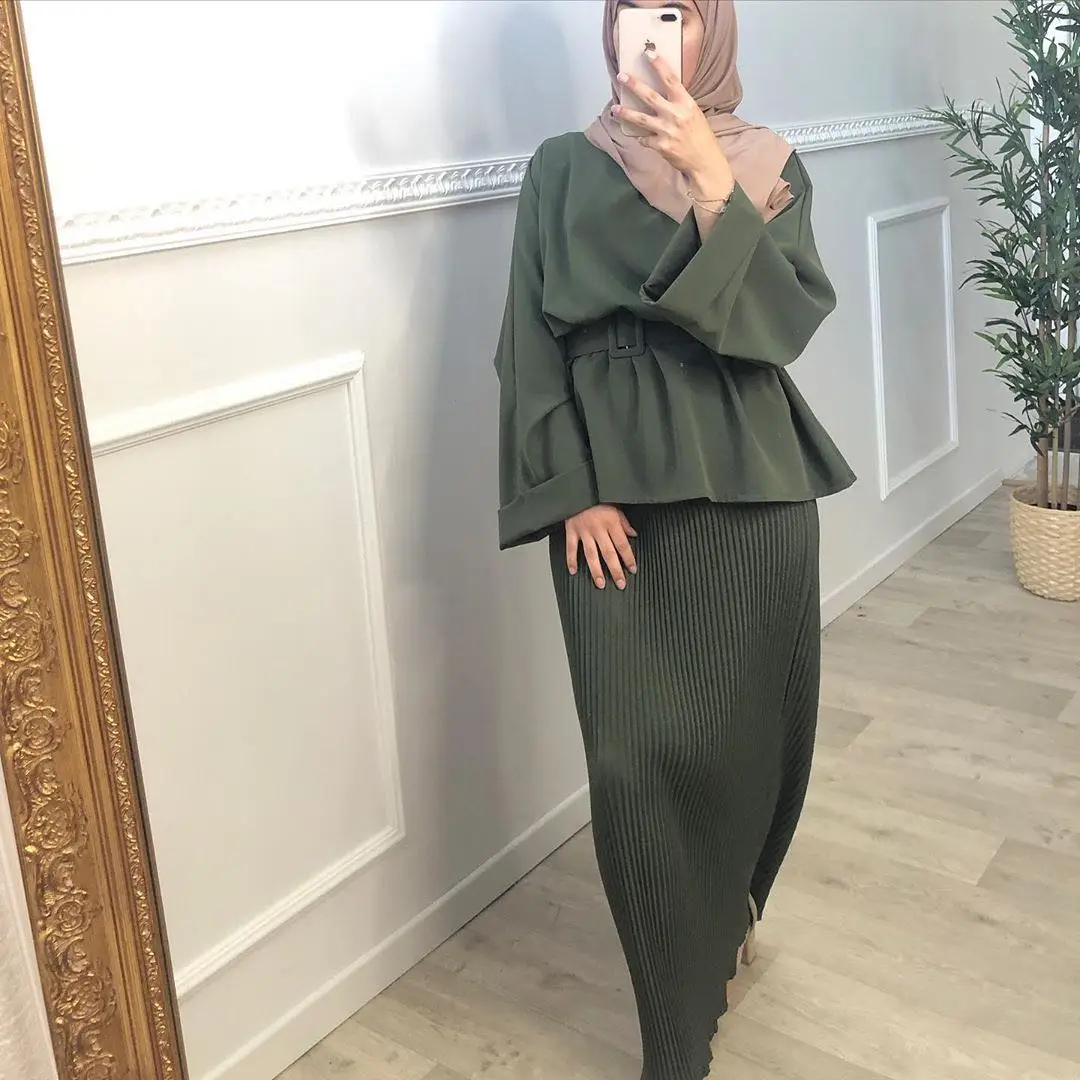 

Women Casual Wear Muslim Dress Islamic Clothing Fashion Round Skirt High Quality Cotton Jersey Abaya Muslim Dresses, As shown