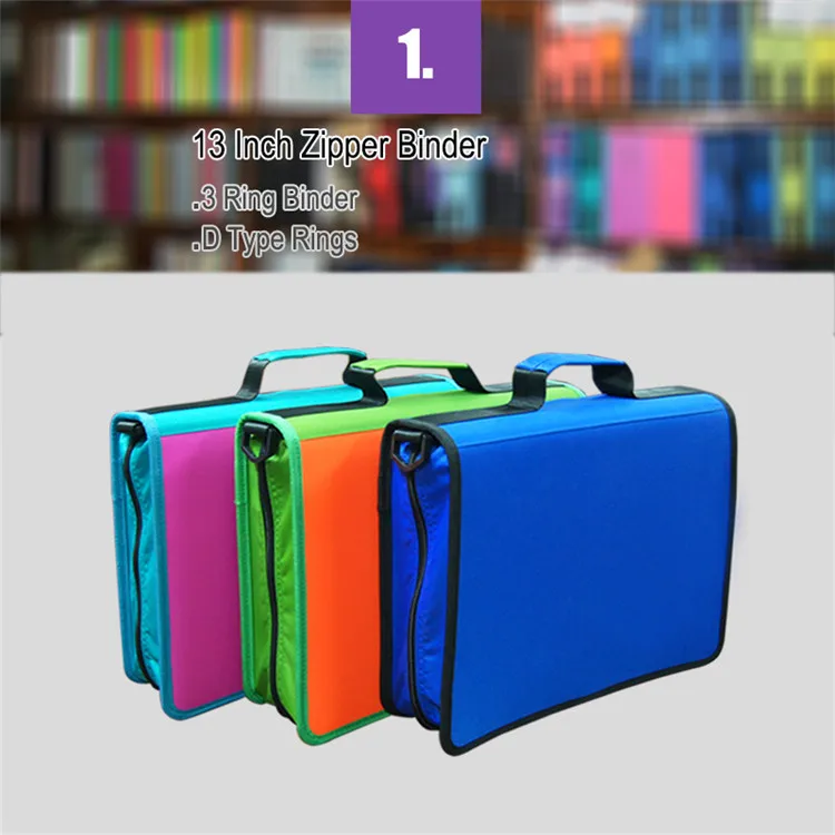 300d Zipper Binder 3 D Rings Binder With Ipad Holder And Shoulder Strap