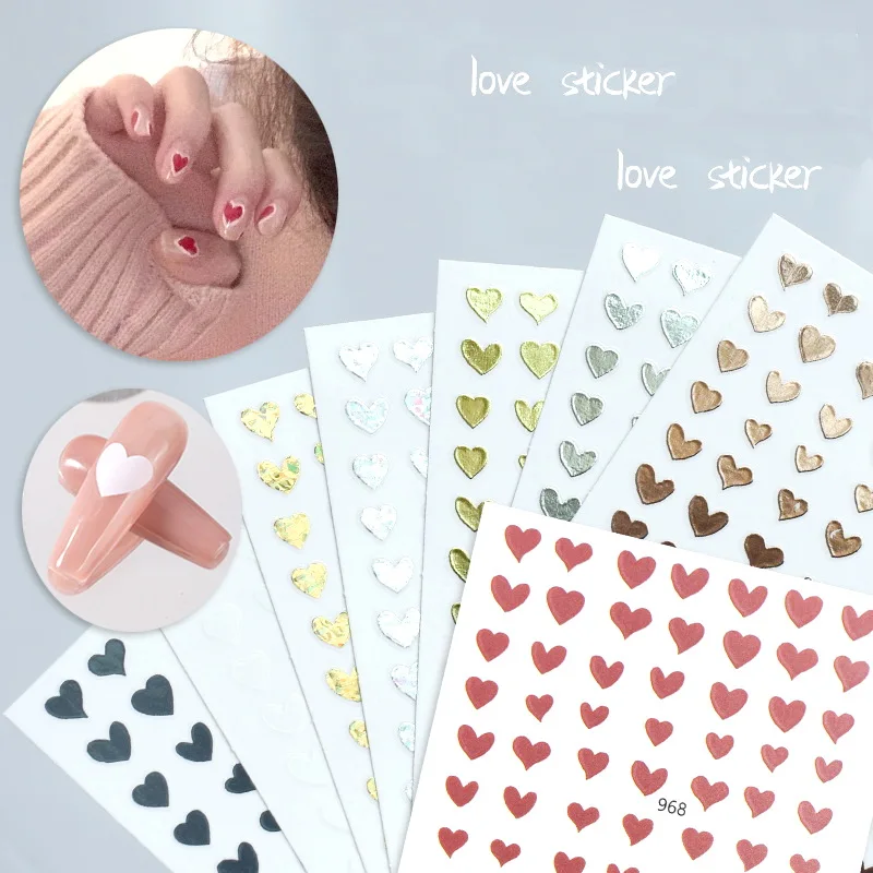 

3D 8Colors Stripe Nail Art Sticker Heart Adhesive Transfer Decals& Sticker, As show