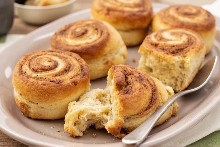 Step-by-step preparation of sugar free cinnamon roll dough being rolled out with cinnamon sugar mixture