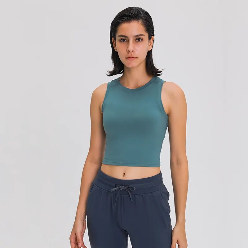 

New arrival hot selling comfortable soft stretchy fabric high neck cropped women yoga workout tank tops, 3 colors